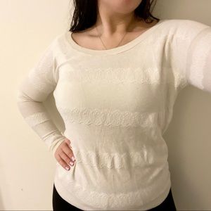🔷 American Eagle Long Sleeve White Lace Top